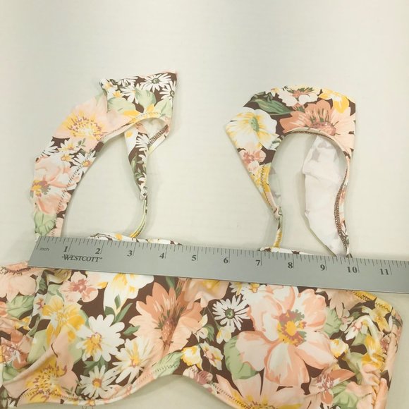 Shade And Shore Women's Size 34C Ruffle Strap Bikini Swim Top Cinnamon NWOT - Picture 8 of 12